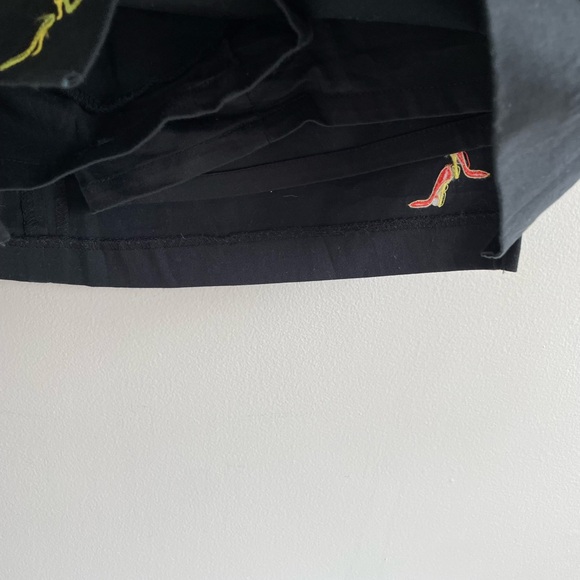 VINTAGE BLACK SKORTS ZIPPER HIGH HEEL EMBROIDERY ZIPPER BLUE PINK YELLOW - Picture 7 of 9